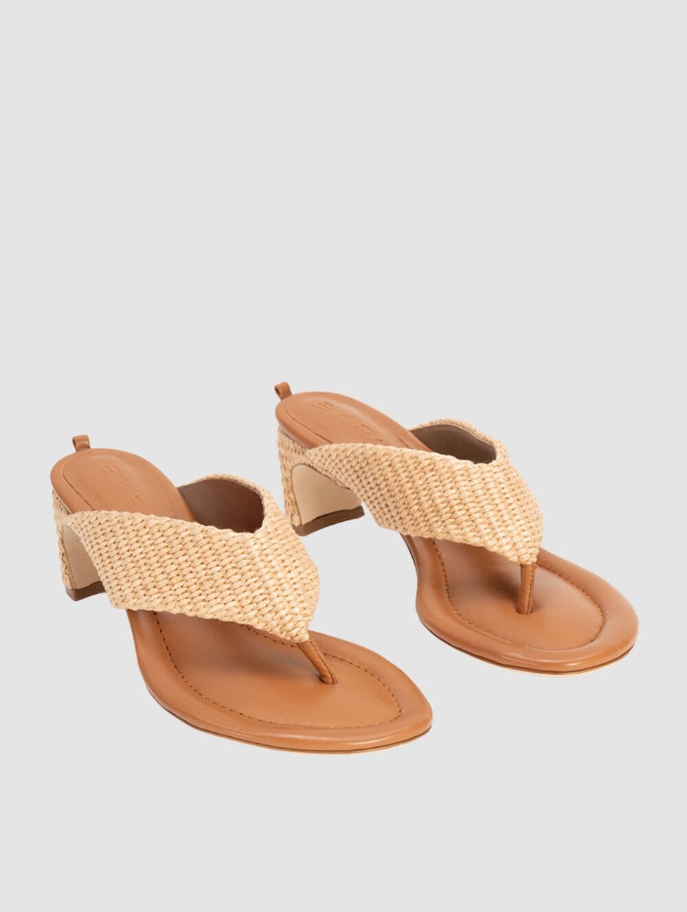 NWT BY FAR Dasha Raffia Heel Sandal in Natural